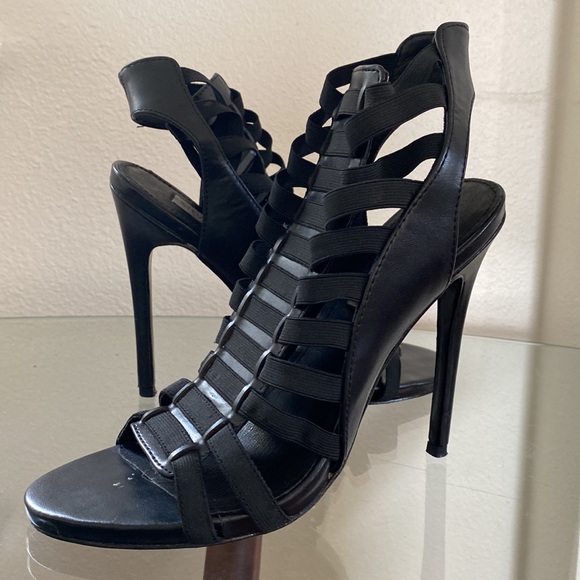 Steve Madden black elastic and leather heels size 7.5 - Picture 5 of 5